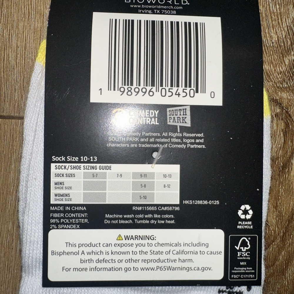 South Park Novelty 2 Pack Crew Socks Unisex OSFM Comedy Central Cartman & Crew - Picture 4 of 7